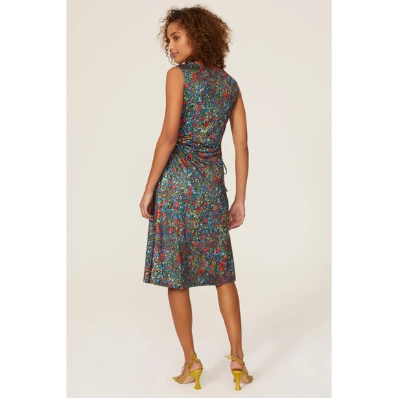 Louna Floral Sleeveless Midi Dress With Side Cut-Outs & Adjustable Ties - Multic - Picture 4 of 9